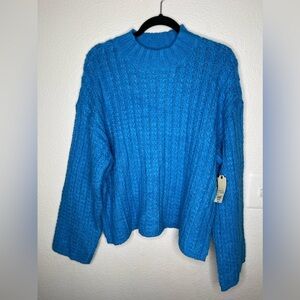 St John’s Bay Pullover Sweater Mock Neck Women’s Size XXL Oversized NWT  Blue